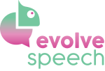 Evolve Speech Logo - Chameleon in a speech bubble