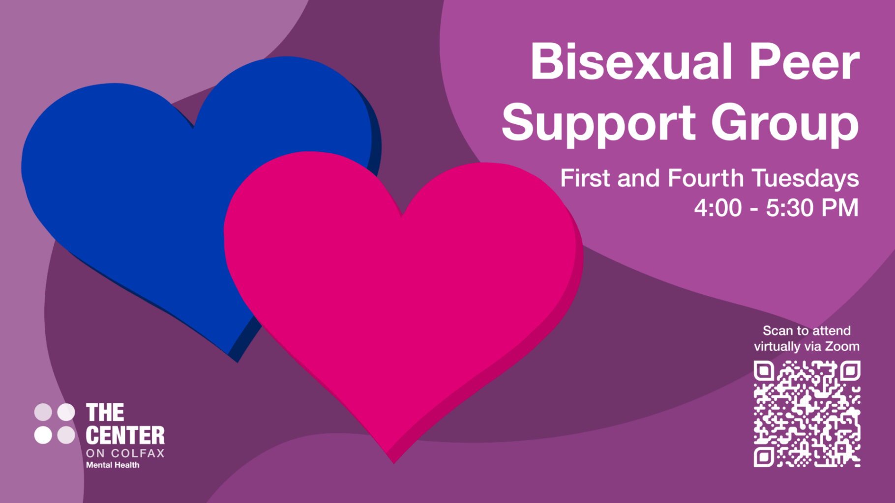 Bisexual Peer Support Group - First and Fourth Tuesdays, 4:00 - 5:30 PM