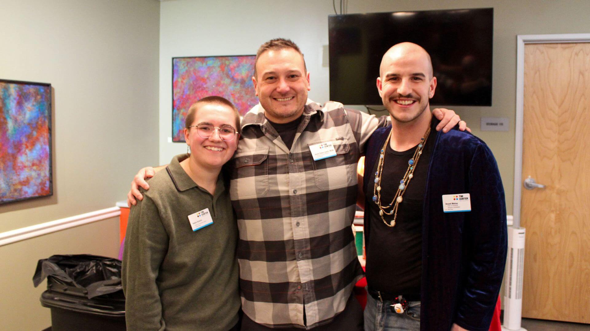 The West of 50 Team: Kadie Schultz (they/them), Jason Eaton-Lynch (he/him), and Bryant Mehay (he/they)