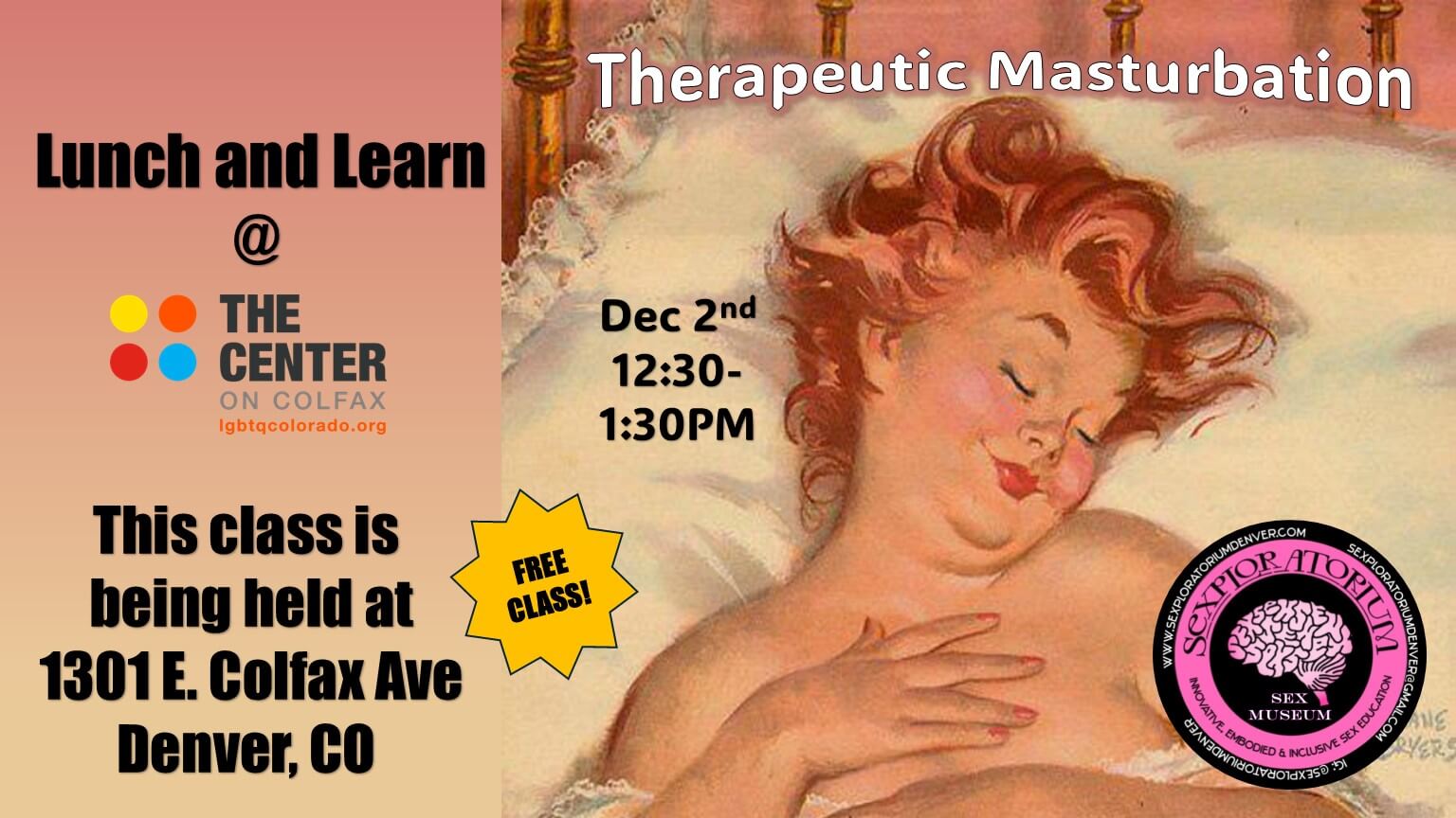 Lunch & Learn: Therapeutic Masturbation with The Sexploratorium - Monday, December 2, 12:30 - 1:30 PM