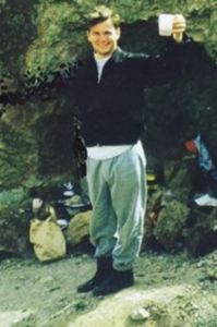 Ken Felts' partner Phillip exploring a mine in 1958