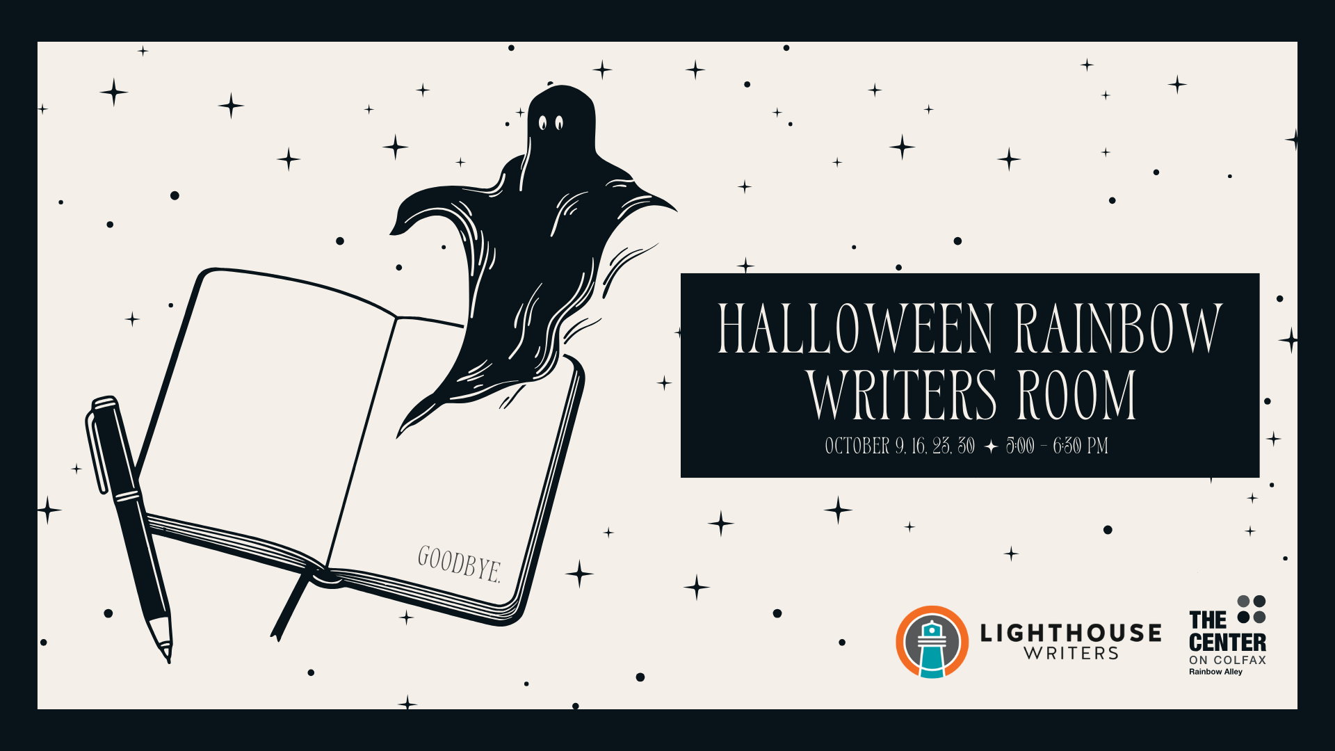 Halloween Rainbow Writers Room: Writing Queer Horror - October 9, 16, 23, and 30, 5:00 - 6:30 PM