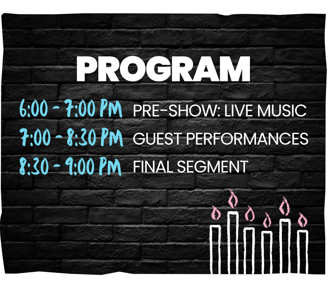 Program of events from 6 PM to 9 PM